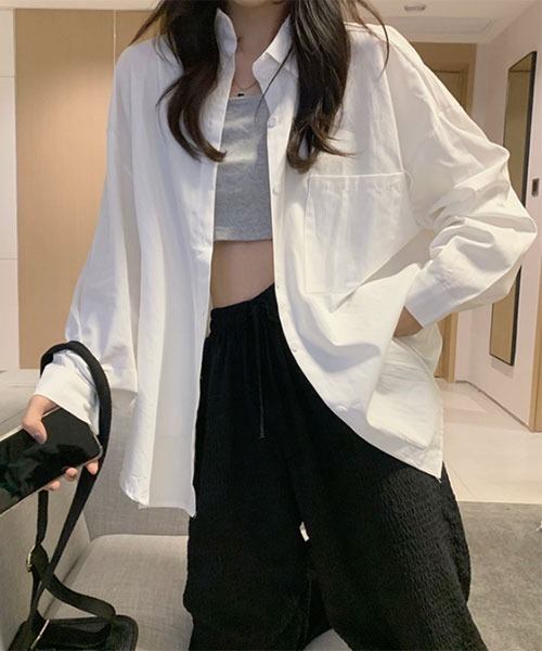 urge：（アージコロン ）の「【URGE：】シンプル スタンダード 長袖 シャツ（シャツ/ブラウス・レディース・ブルー/オレンジ/ピンク/イエロー/ホワイト・SMALL/MEDIUM/LARGE/X-LARGE）」の15枚目の写真