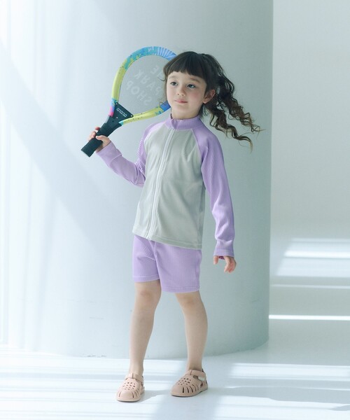 green label relaxing(グリーンレーベルリラクシング)の「GLR バイカラー ショートパンツ/ 水着/ キッズ 100cm-130cm(水着・キッズ・オリーブ/ライラック・100cm/110cm/120cm/130cm)」の4枚目の写真