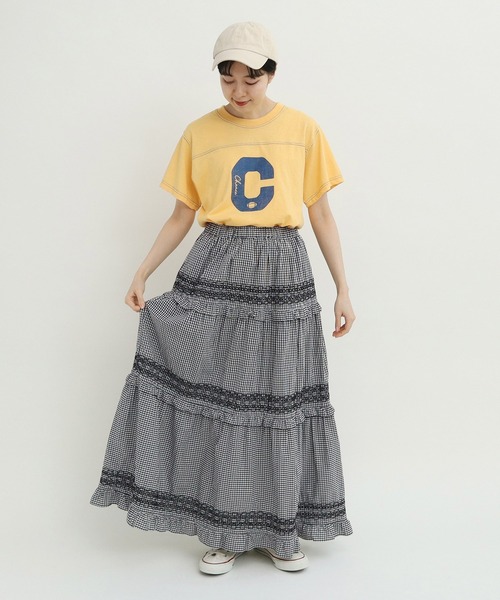 Dot&Stripes CHILD WOMAN(ドットアンドストライプス チャイルドウーマン)の「60sギンガム スモッキングスカート(スカート・レディース・ブラック/レッド・FREE)」の7枚目の写真