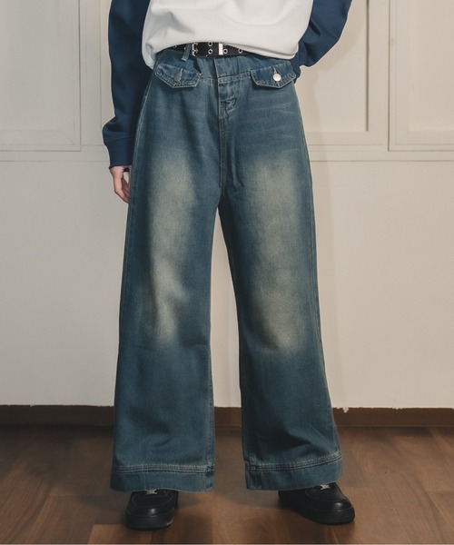 madrepadre（マドレパドレ）の「ヴィンテージウォッシュワイドデニムパンツ（デニムパンツ・レディース・ブルー・SMALL/MEDIUM）」の2枚目の写真