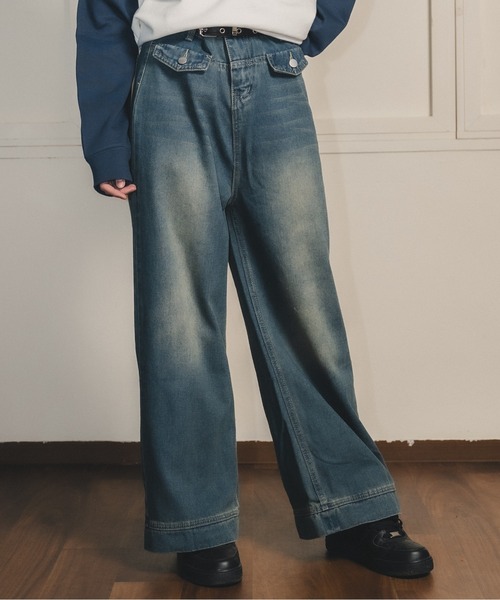 madrepadre（マドレパドレ）の「ヴィンテージウォッシュワイドデニムパンツ（デニムパンツ・レディース・ブルー・SMALL/MEDIUM）」の3枚目の写真