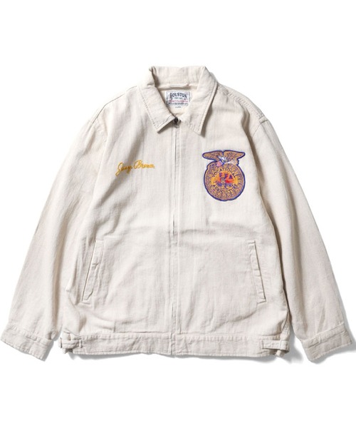 HOUSTON（ヒューストン）の「HOUSTON コットンリネンFFAジャケット（ブルゾン・メンズ・ブラック/ネイビー/ナチュラル・X-LARGE/XX-LARGE/MEDIUM/LARGE）」の5枚目の写真