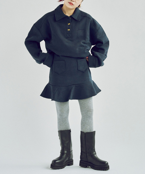 セール】GANNI/ ガニー Heavy Fleece Drop Shoulder Polo