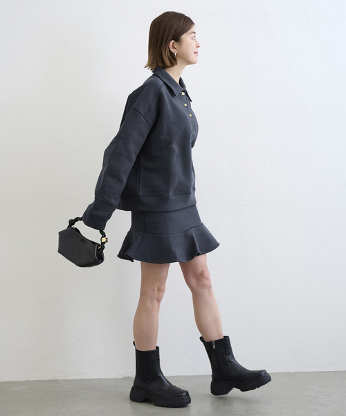 GANNI(ガニー)の「GANNI/ ガニー Heavy Fleece Drop Shoulder Polo(スウェット・レディース・ネイビー・FREE)」の20枚目の写真