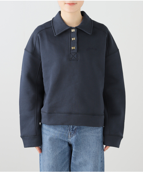 セール】GANNI/ ガニー Heavy Fleece Drop Shoulder Polo（スウェット