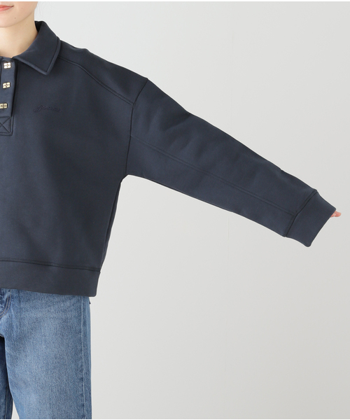 セール】GANNI/ ガニー Heavy Fleece Drop Shoulder Polo（スウェット