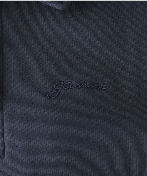 GANNI(ガニー)の「GANNI/ ガニー Heavy Fleece Drop Shoulder Polo(スウェット・レディース・ネイビー・FREE)」の7枚目の写真
