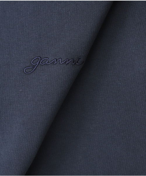 GANNI(ガニー)の「GANNI/ ガニー Heavy Fleece Drop Shoulder Polo(スウェット・レディース・ネイビー・FREE)」の2枚目の写真
