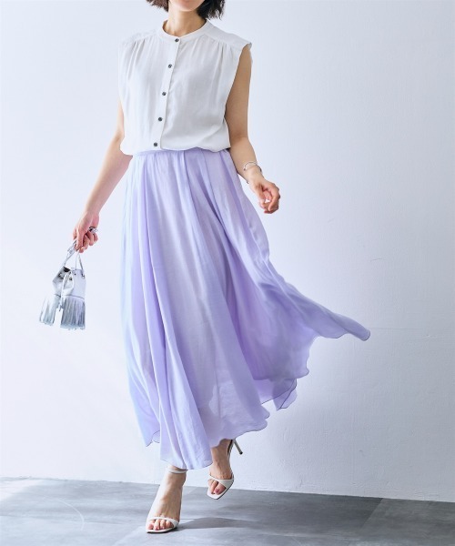 SMILE LAND（スマイルランド）の「ボリュームマキシフレアスカート＜大きいサイズ有＞【OtonaSMILE】（スカート・レディース・モカ/ラベンダー・3L/4L/L/M/LL）」の13枚目の写真