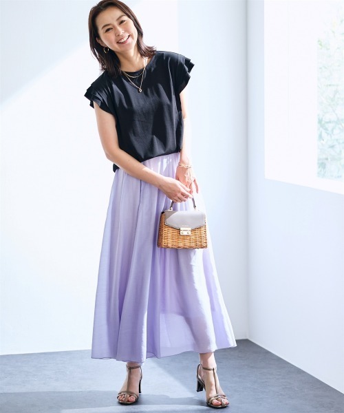 SMILE LAND（スマイルランド）の「ボリュームマキシフレアスカート＜大きいサイズ有＞【OtonaSMILE】（スカート・レディース・モカ/ラベンダー・3L/4L/L/M/LL）」の17枚目の写真