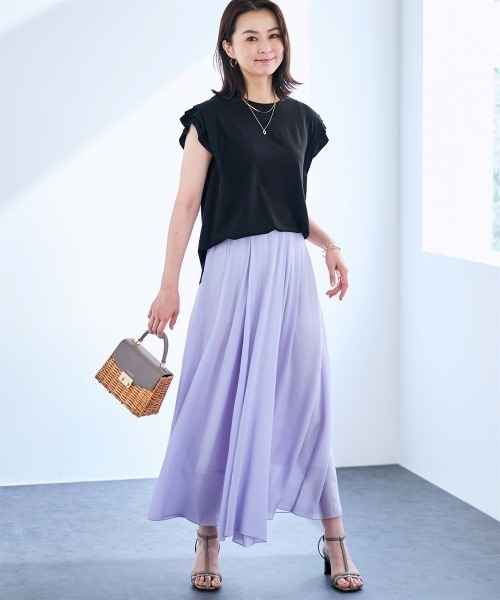 SMILE LAND（スマイルランド）の「ボリュームマキシフレアスカート＜大きいサイズ有＞【OtonaSMILE】（スカート・レディース・モカ/ラベンダー・3L/4L/L/M/LL）」の5枚目の写真