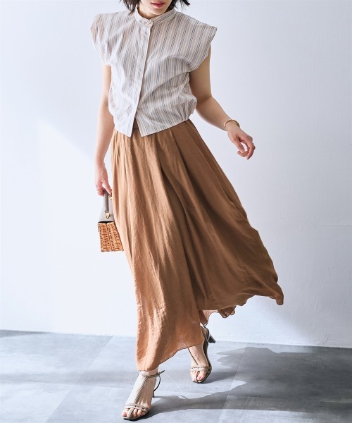 SMILE LAND（スマイルランド）の「ボリュームマキシフレアスカート＜大きいサイズ有＞【OtonaSMILE】（スカート・レディース・モカ/ラベンダー・3L/4L/L/M/LL）」の4枚目の写真