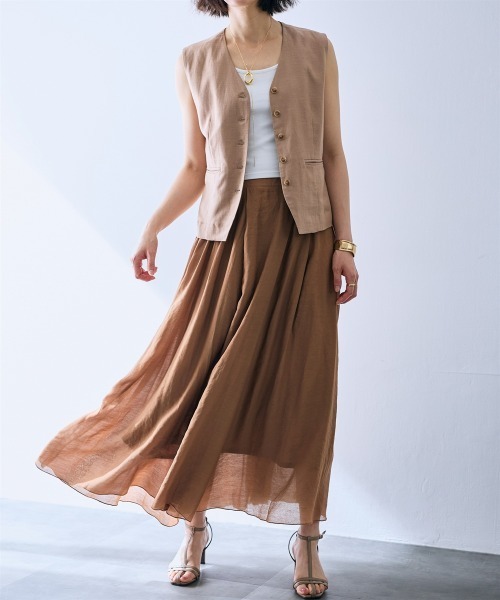 SMILE LAND（スマイルランド）の「ボリュームマキシフレアスカート＜大きいサイズ有＞【OtonaSMILE】（スカート・レディース・モカ/ラベンダー・3L/4L/L/M/LL）」の11枚目の写真