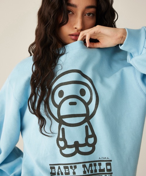 【爆売りセール開催中！】 VOLUME MILO BABY SLEEVE SWEATSHIRT（スウェット）｜A CREWNECK トップス