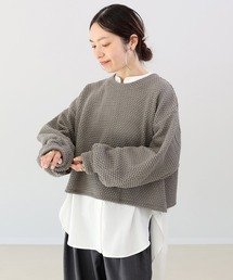変わり編みスクエアプルオーバー