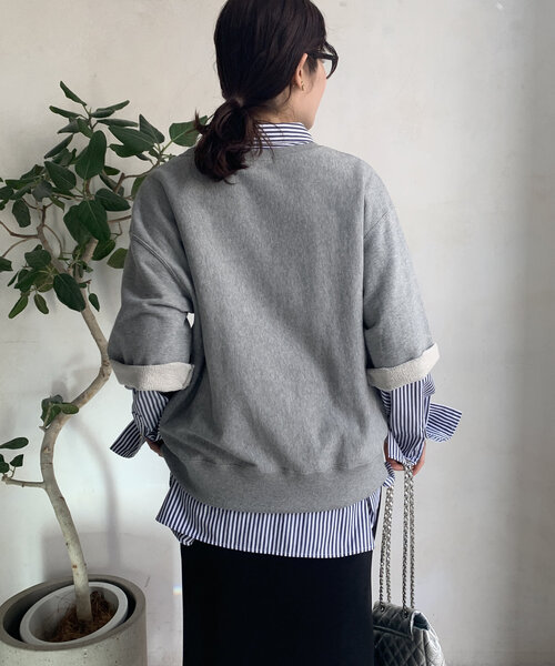 DouDou(ドゥドゥ)の「半袖ロゴスウェット(Tシャツ/カットソー・レディース・ライトベージュ/グレー/チャコールグレー・FREE)」の11枚目の写真