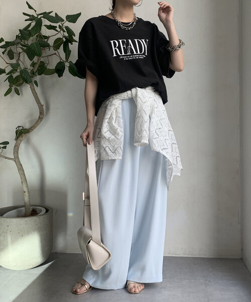 DouDou(ドゥドゥ)の「半袖ロゴスウェット(Tシャツ/カットソー・レディース・ライトベージュ/グレー/チャコールグレー・FREE)」の15枚目の写真