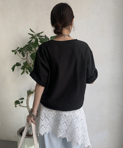 DouDou(ドゥドゥ)の「半袖ロゴスウェット(Tシャツ/カットソー・レディース・ライトベージュ/グレー/チャコールグレー・FREE)」の20枚目の写真