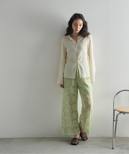THE YOn 新品 タグ付き 完売品 2WAYシアー楊柳ロングスリーブトップス 2WAYシアー楊柳ロングスリーブトップス（シャツ/ブラウス）｜THE
