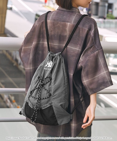 MLB/メジャーリーグベースボール 別注 ロゴ刺繍 ナイロン ダブルドロー