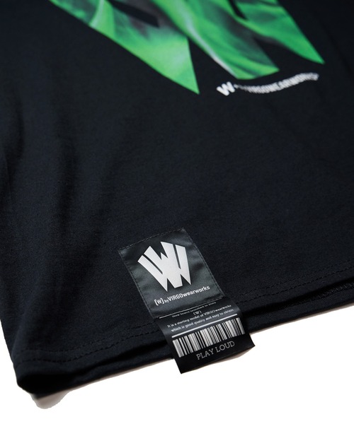 [W] by VIRGOwearworks（ダブリューバイヴァルゴウェアーワークス）の「Flame logo SSPT（Tシャツ/カットソー・メンズ・ホワイト×ブルー/ブラック×グリーン/ブラック×ピンク・MEDIUM/LARGE/X-LARGE/XX-LARGE）」の20枚目の写真