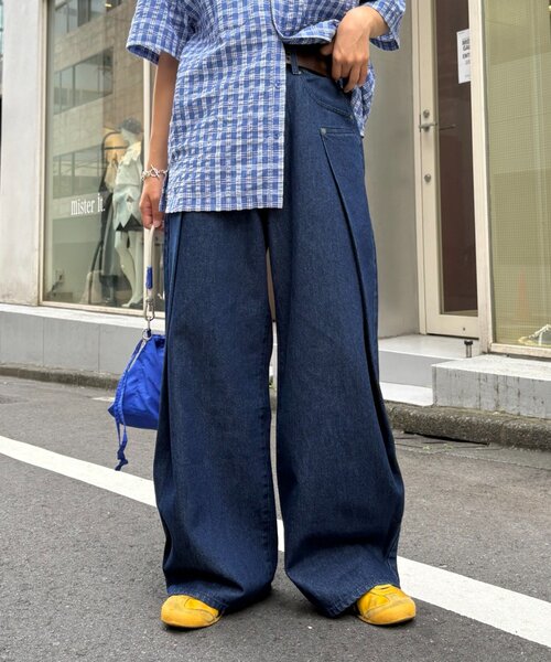 CIAOPANIC TYPY（チャオパニックティピー）の「【UNISEX】タックデザインワイドデニム（デニムパンツ・レディース・ネイビー/ホワイト/ブラック・MEDIUM/LARGE）」の16枚目の写真