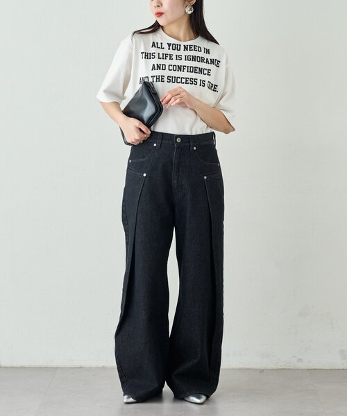 CIAOPANIC TYPY（チャオパニックティピー）の「【UNISEX】タックデザインワイドデニム（デニムパンツ・レディース・ネイビー/ホワイト/ブラック・MEDIUM/LARGE）」の4枚目の写真