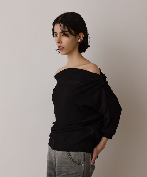 Diagram（ダイアグラム）の「ドレープカットトップ（Tシャツ/カットソー・レディース・ブルー/ブラック/キナリ・36）」の2枚目の写真