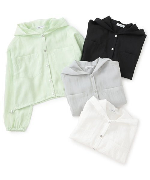 LOVETOXIC（ラブトキシック）の「UVシアーパーカ（シャツ/ブラウス・キッズ・オフホワイト/グレー/エメラルド/ブラック・S:140cm/L:160cm/M:150cm）」の7枚目の写真