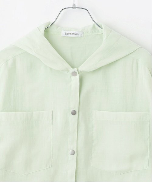 LOVETOXIC（ラブトキシック）の「UVシアーパーカ（シャツ/ブラウス・キッズ・オフホワイト/グレー/エメラルド/ブラック・S:140cm/L:160cm/M:150cm）」の13枚目の写真