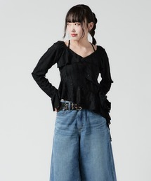 Irregular Hem Frill tape Tops / イレギュラーヘムフリルテレコトップス