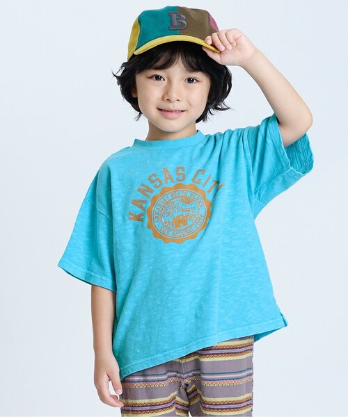 F.O.KIDS（エフオーキッズ）の「【ジュニア対応】VINTAGE加工半袖Tシャツ（Tシャツ/カットソー・キッズ・ブラウン/サックスブルー/グレー・80/90/100/110/120/130/140/150/160）」の2枚目の写真