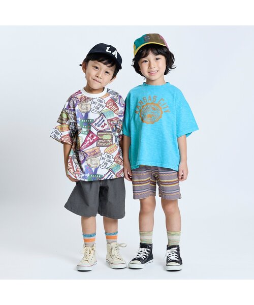 F.O.KIDS（エフオーキッズ）の「【ジュニア対応】VINTAGE加工半袖Tシャツ（Tシャツ/カットソー・キッズ・ブラウン/サックスブルー/グレー・80/90/100/110/120/130/140/150/160）」の5枚目の写真