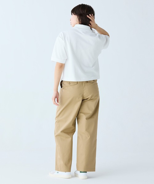 LACOSTE（ラコステ）の「ヘビーウェイト鹿の子 ワイド クロップド丈 半袖ポロシャツ（ポロシャツ・レディース・ホワイト/ブラック/グリーン・34/40/36/38）」の8枚目の写真