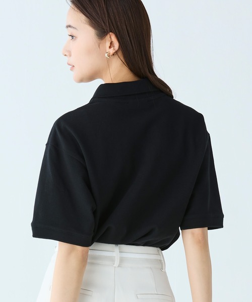 LACOSTE（ラコステ）の「ヘビーウェイト鹿の子 ワイド クロップド丈 半袖ポロシャツ（ポロシャツ・レディース・ホワイト/ブラック/グリーン・34/40/36/38）」の12枚目の写真