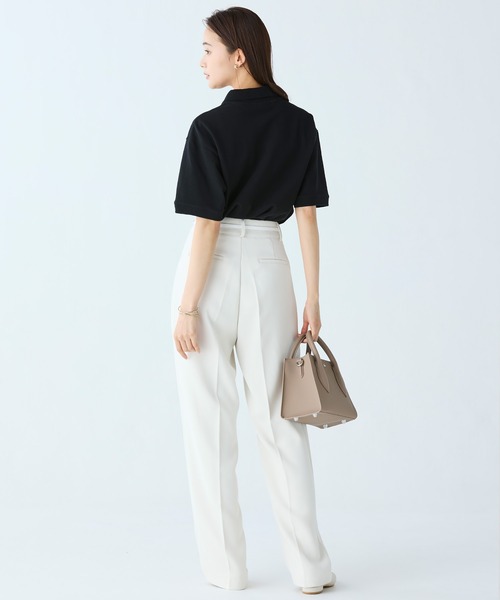 LACOSTE（ラコステ）の「ヘビーウェイト鹿の子 ワイド クロップド丈 半袖ポロシャツ（ポロシャツ・レディース・ホワイト/ブラック/グリーン・34/40/36/38）」の15枚目の写真