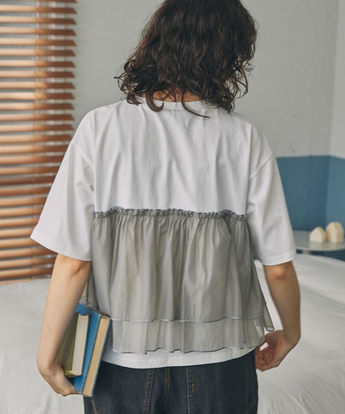 ビスチェ風 チュールドッキング 半袖Tシャツ MONO-MART LADY'S│MONO