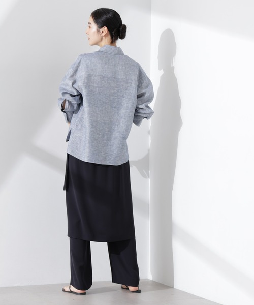 NANO universe（ナノユニバース）の「ヨーロピアンフラックス シアーシャツ（セットアップ可）（シャツ/ブラウス・レディース・ベージュ/ネイビー/ブラウン/オフホワイト・FREE）」の19枚目の写真