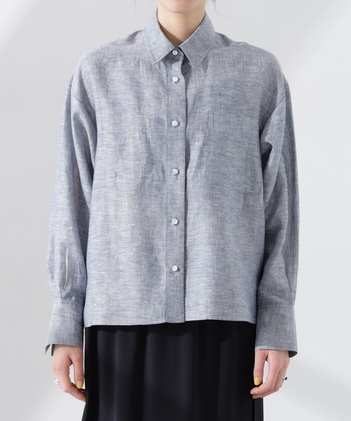 NANO universe（ナノユニバース）の「ヨーロピアンフラックス シアーシャツ（セットアップ可）（シャツ/ブラウス・レディース・ベージュ/ネイビー/ブラウン/オフホワイト・FREE）」の18枚目の写真