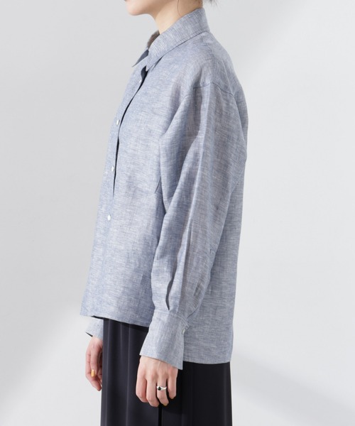 NANO universe（ナノユニバース）の「ヨーロピアンフラックス シアーシャツ（セットアップ可）（シャツ/ブラウス・レディース・ベージュ/ネイビー/ブラウン/オフホワイト・FREE）」の17枚目の写真