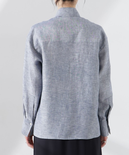 NANO universe（ナノユニバース）の「ヨーロピアンフラックス シアーシャツ（セットアップ可）（シャツ/ブラウス・レディース・ベージュ/ネイビー/ブラウン/オフホワイト・FREE）」の16枚目の写真