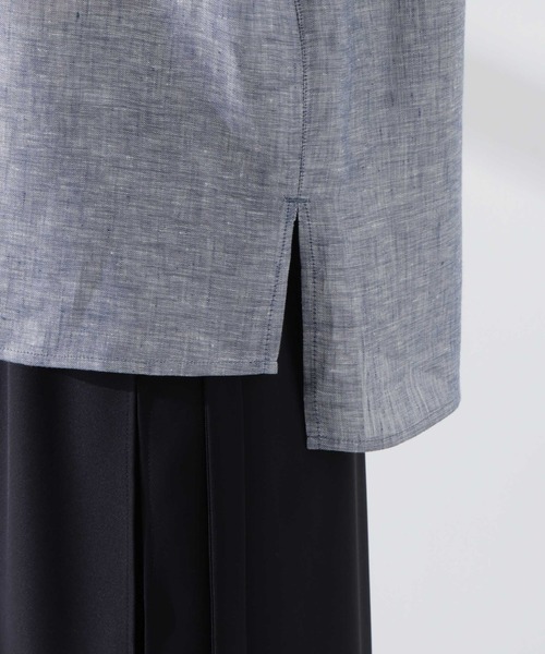 NANO universe（ナノユニバース）の「ヨーロピアンフラックス シアーシャツ（セットアップ可）（シャツ/ブラウス・レディース・ベージュ/ネイビー/ブラウン/オフホワイト・FREE）」の12枚目の写真