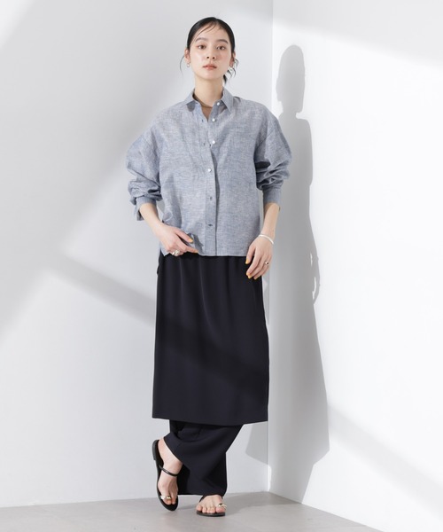 NANO universe（ナノユニバース）の「ヨーロピアンフラックス シアーシャツ（セットアップ可）（シャツ/ブラウス・レディース・ベージュ/ネイビー/ブラウン/オフホワイト・FREE）」の22枚目の写真