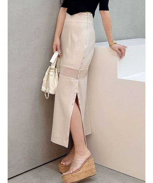 MERCURYDUO（マーキュリーデュオ）の「パネルシアー切替ナロースカート（スカート・レディース・ベビーピンク/ブラック・MEDIUM/SMALL）」の15枚目の写真