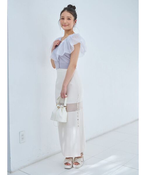 MERCURYDUO（マーキュリーデュオ）の「パネルシアー切替ナロースカート（スカート・レディース・ベビーピンク/ブラック・MEDIUM/SMALL）」の16枚目の写真