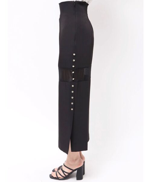 MERCURYDUO（マーキュリーデュオ）の「パネルシアー切替ナロースカート（スカート・レディース・ベビーピンク/ブラック・MEDIUM/SMALL）」の6枚目の写真