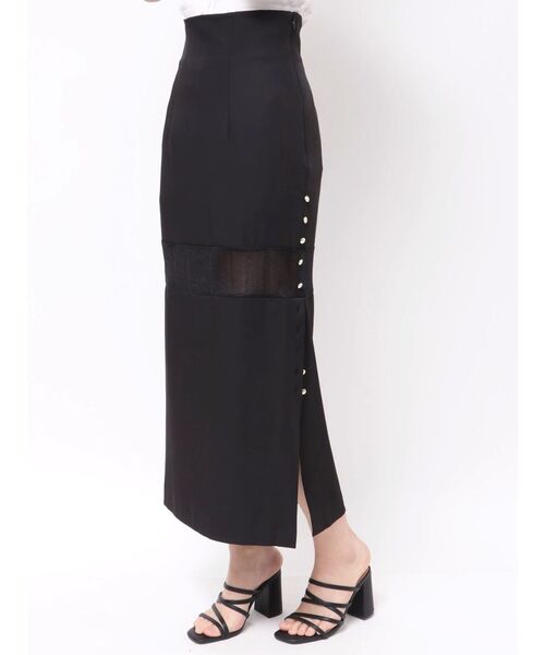 MERCURYDUO（マーキュリーデュオ）の「パネルシアー切替ナロースカート（スカート・レディース・ベビーピンク/ブラック・MEDIUM/SMALL）」の11枚目の写真