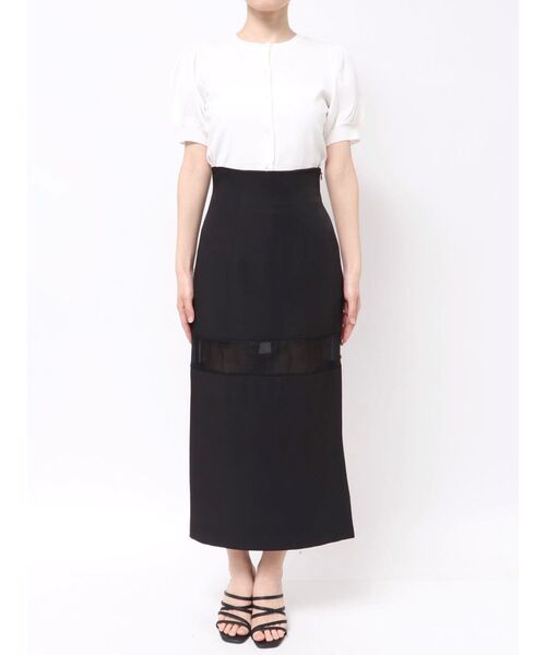 MERCURYDUO（マーキュリーデュオ）の「パネルシアー切替ナロースカート（スカート・レディース・ベビーピンク/ブラック・MEDIUM/SMALL）」の12枚目の写真