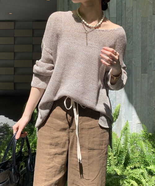 DouDou（ドゥドゥ）の「【新色追加】鹿の子編み前後2WAYプルオーバー（ニット/セーター・レディース・ブルー/ブラック系その他/ライトグレー/ベージュ/ブラック/ブルー系その他/ベージュ系その他・FREE）」の5枚目の写真