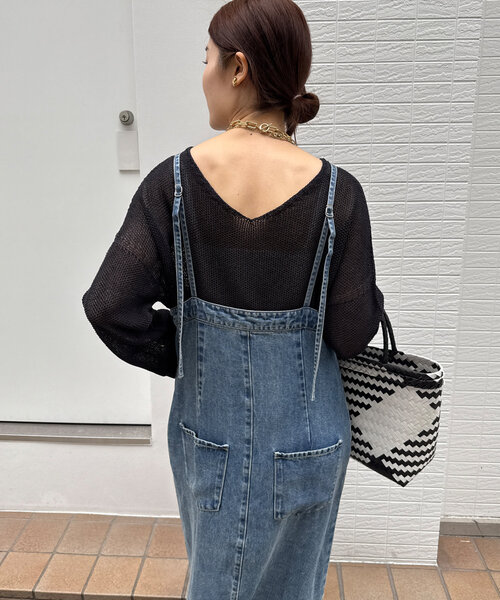 doudou カノコ編み2WAYプルオーバー　ブラック セール】【新色追加】鹿の子編み前後2WAYプルオーバー（ニット